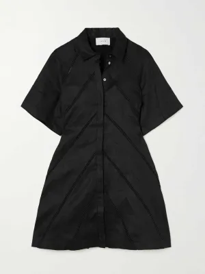 Black mini shirt dress