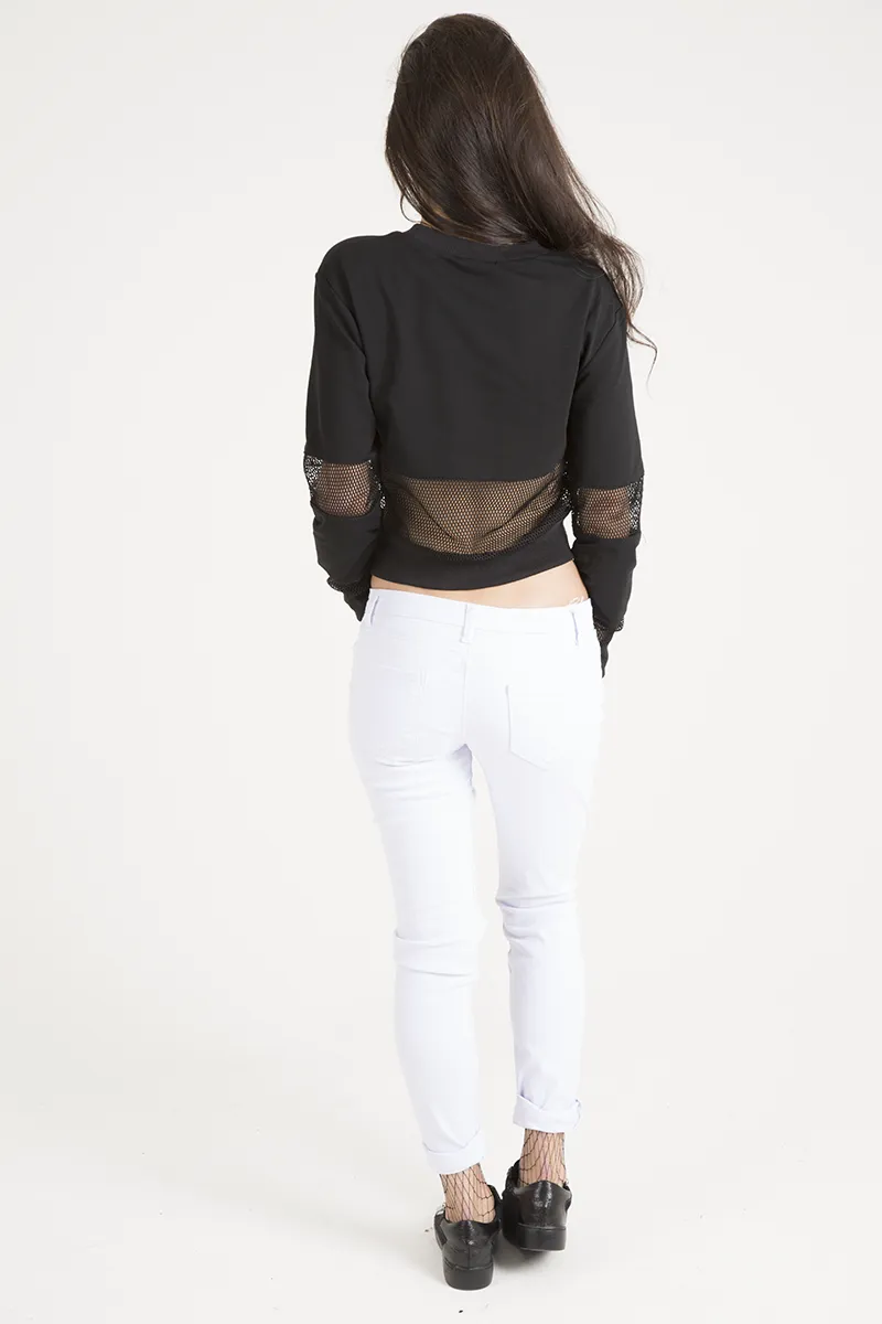 Black Worst Behavior Slogan Cropped Jumper - Adina