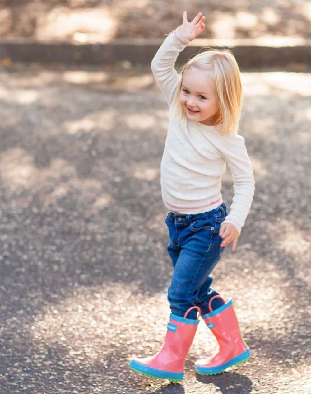 CHILDREN’S RUBBER RAIN BOOTS PINK BLUE & GREEN NEON