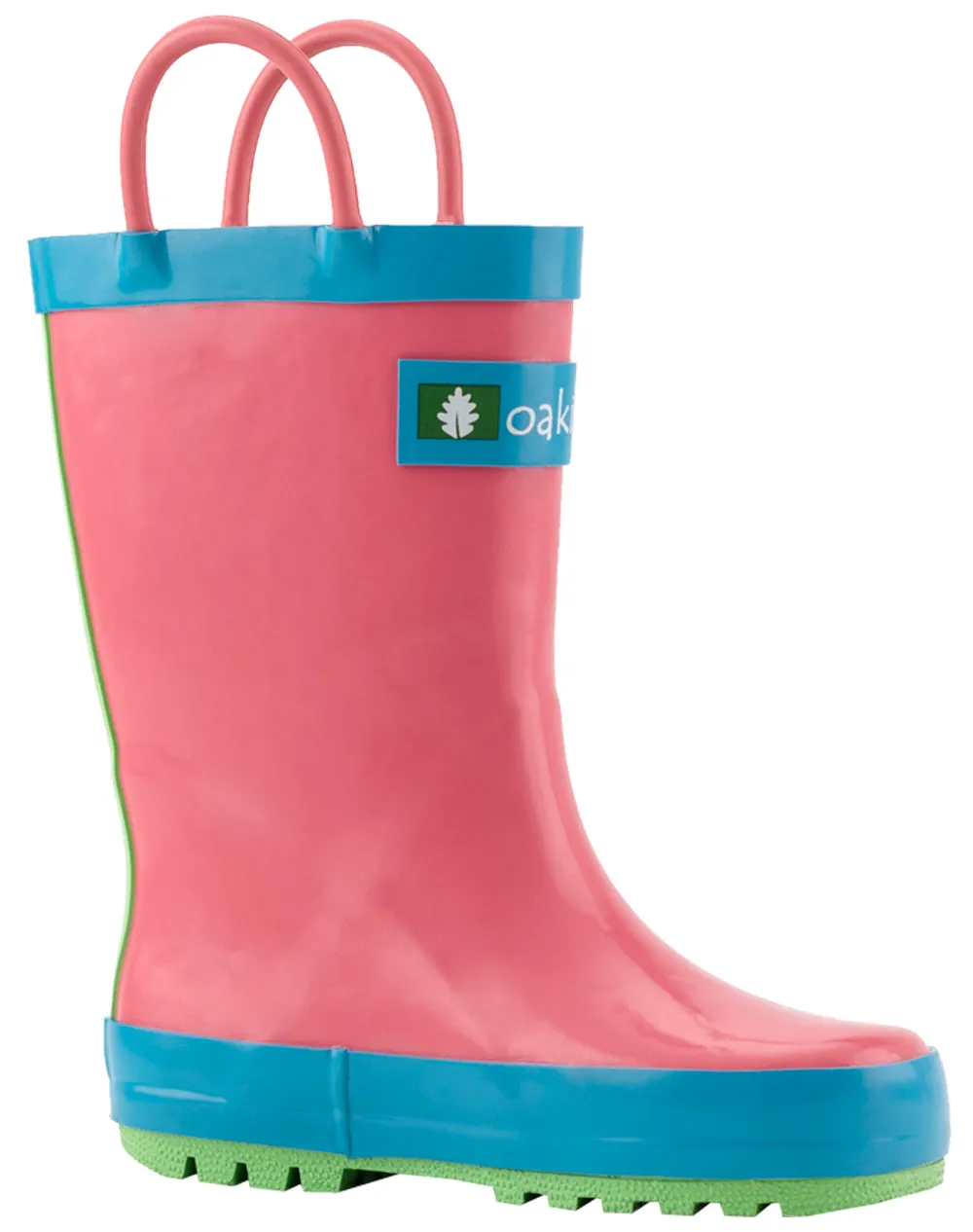 CHILDREN’S RUBBER RAIN BOOTS PINK BLUE & GREEN NEON