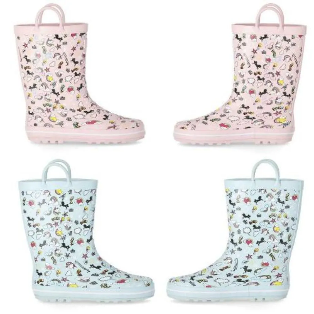 Childs Welly Boots - Trespass Unicorn Kids Outdoor Waterproof Rubber Wellies