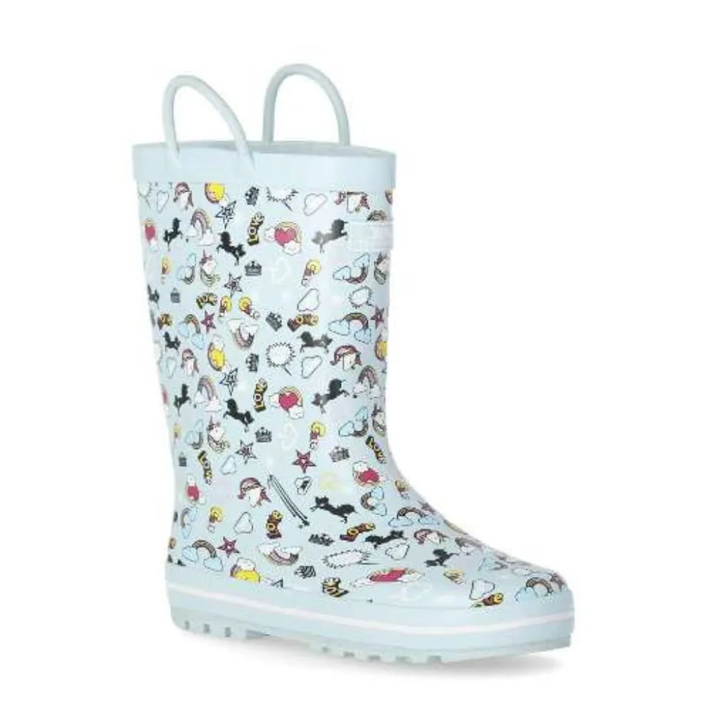 Childs Welly Boots - Trespass Unicorn Kids Outdoor Waterproof Rubber Wellies