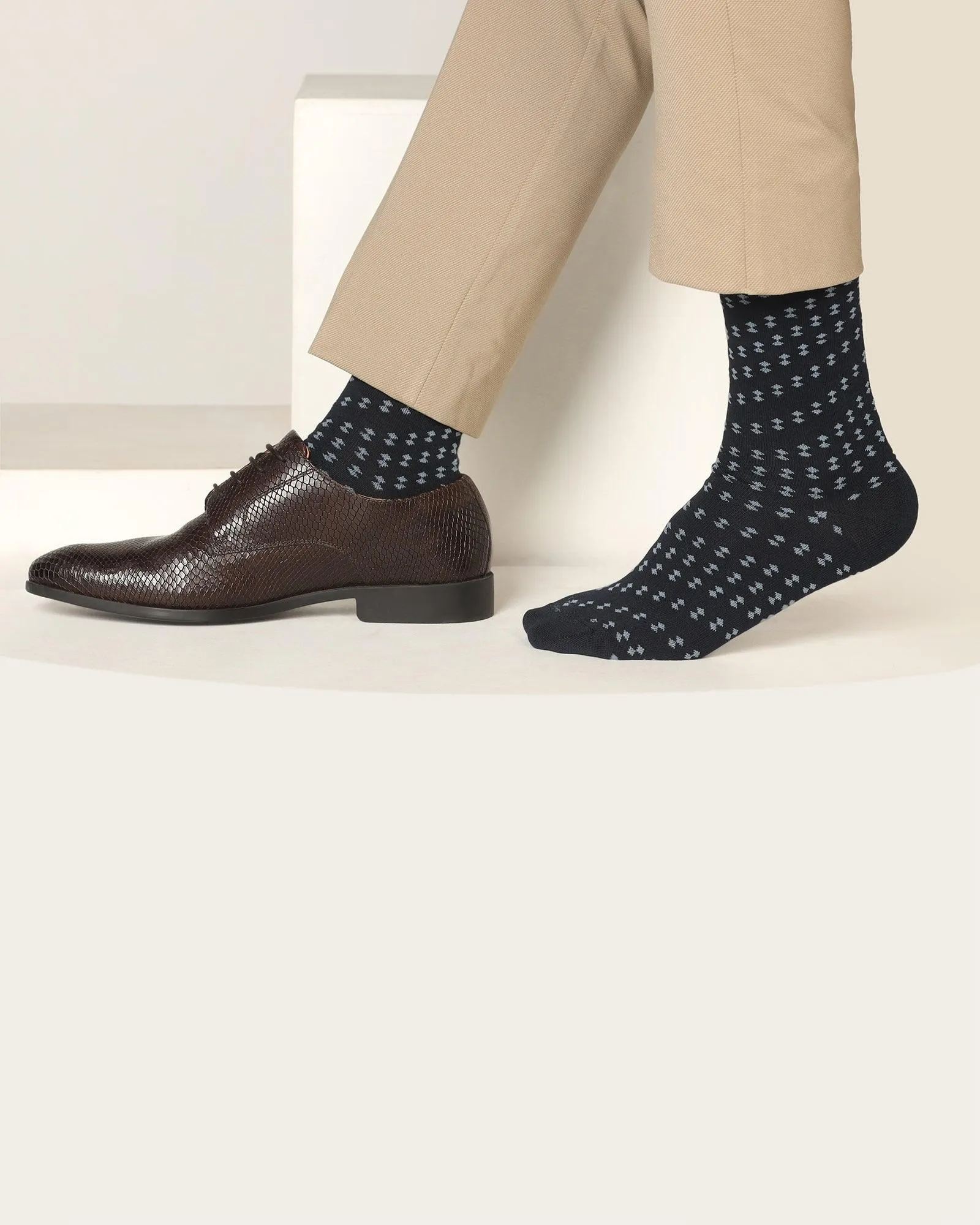 Cotton Dark Navy Textured Socks - Sevilla