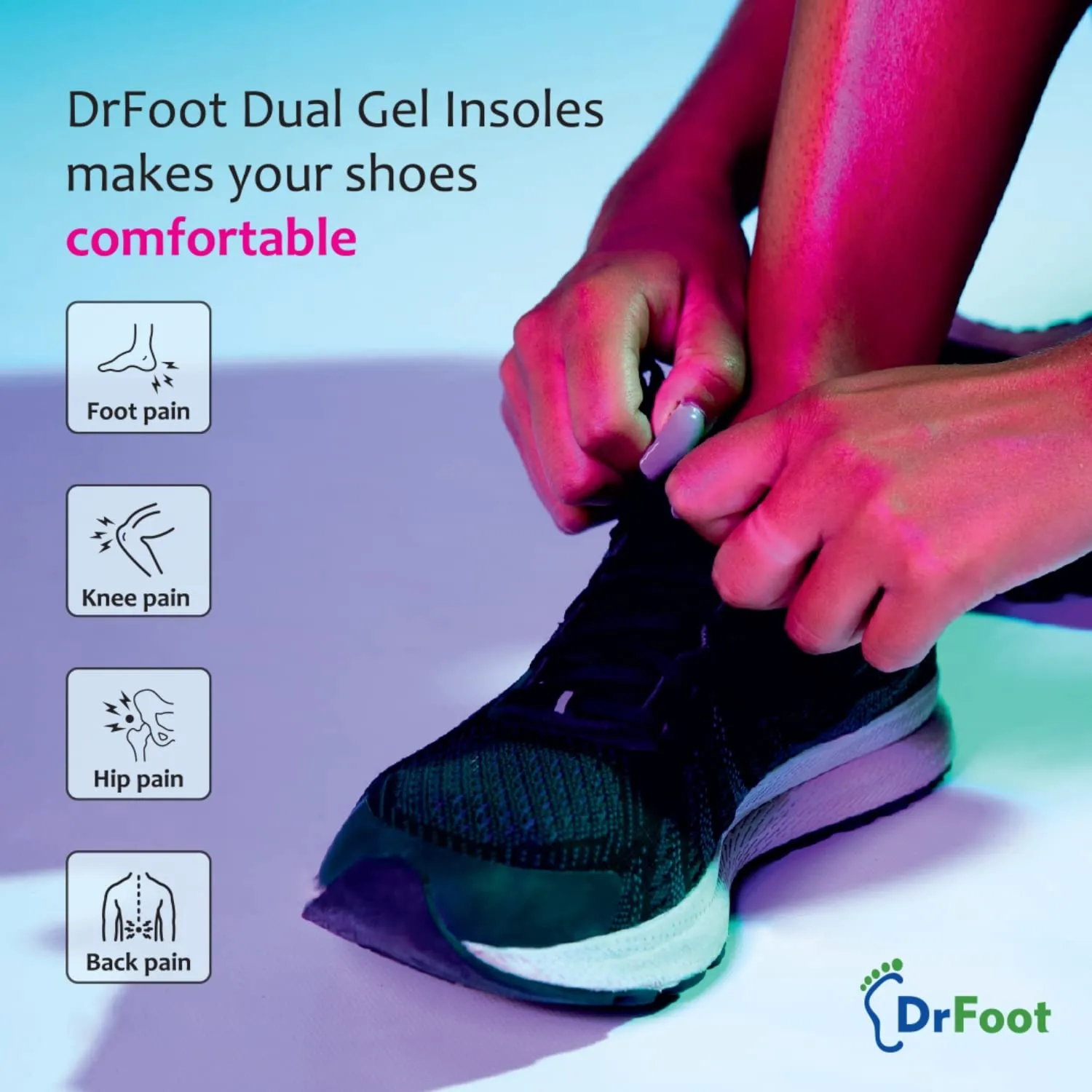 Dr Foot Dual Gel Insoles Anti-Microbial | For Walking, Running, Hiking & Regular Use | All Day Ultra Comfrort & Support & Shock Absorption With Dual Gel Technology | For Women – 1 Pair