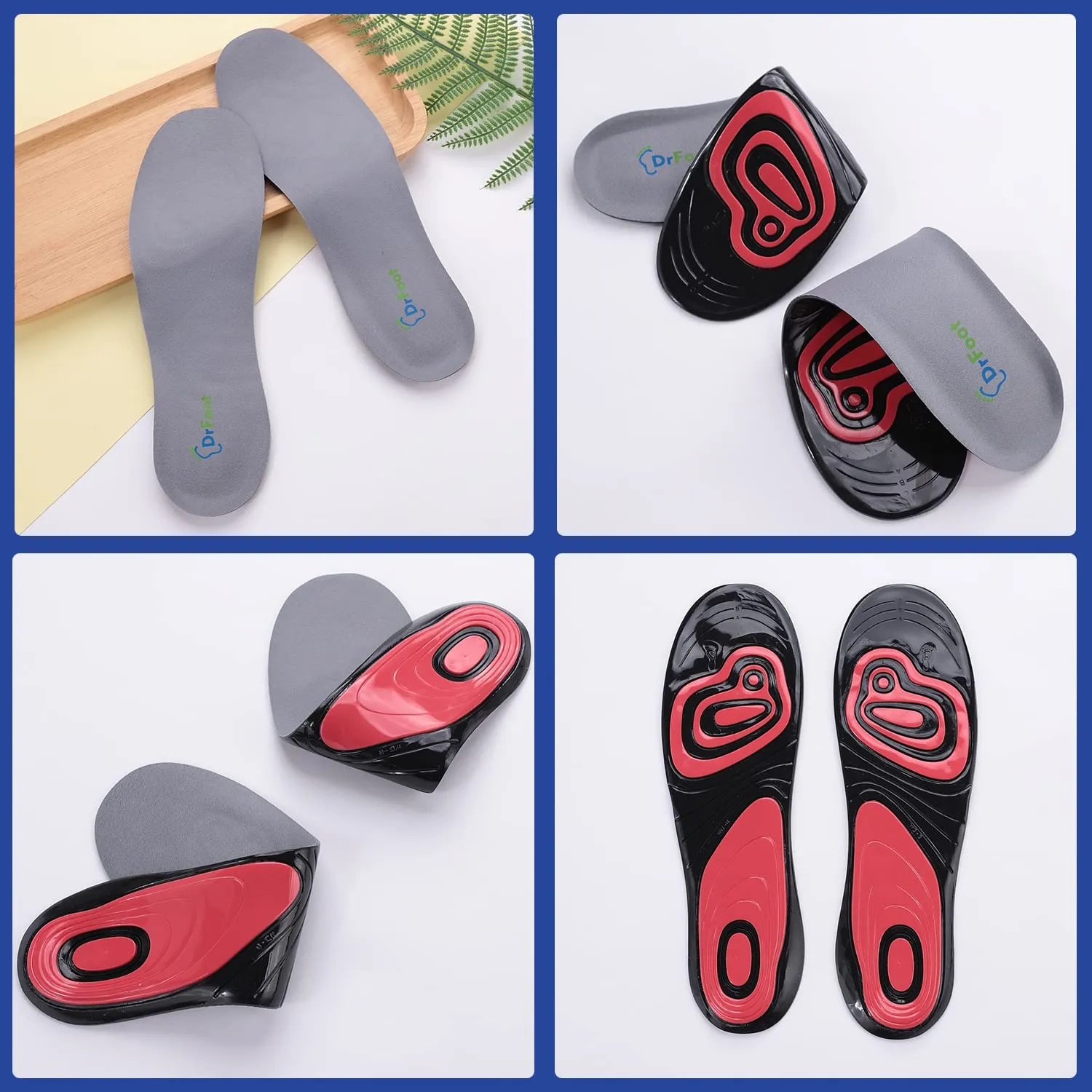 Dr Foot Dual Gel Insoles Anti-Microbial | For Walking, Running, Hiking & Regular Use | All Day Ultra Comfrort & Support & Shock Absorption With Dual Gel Technology | For Women – 1 Pair