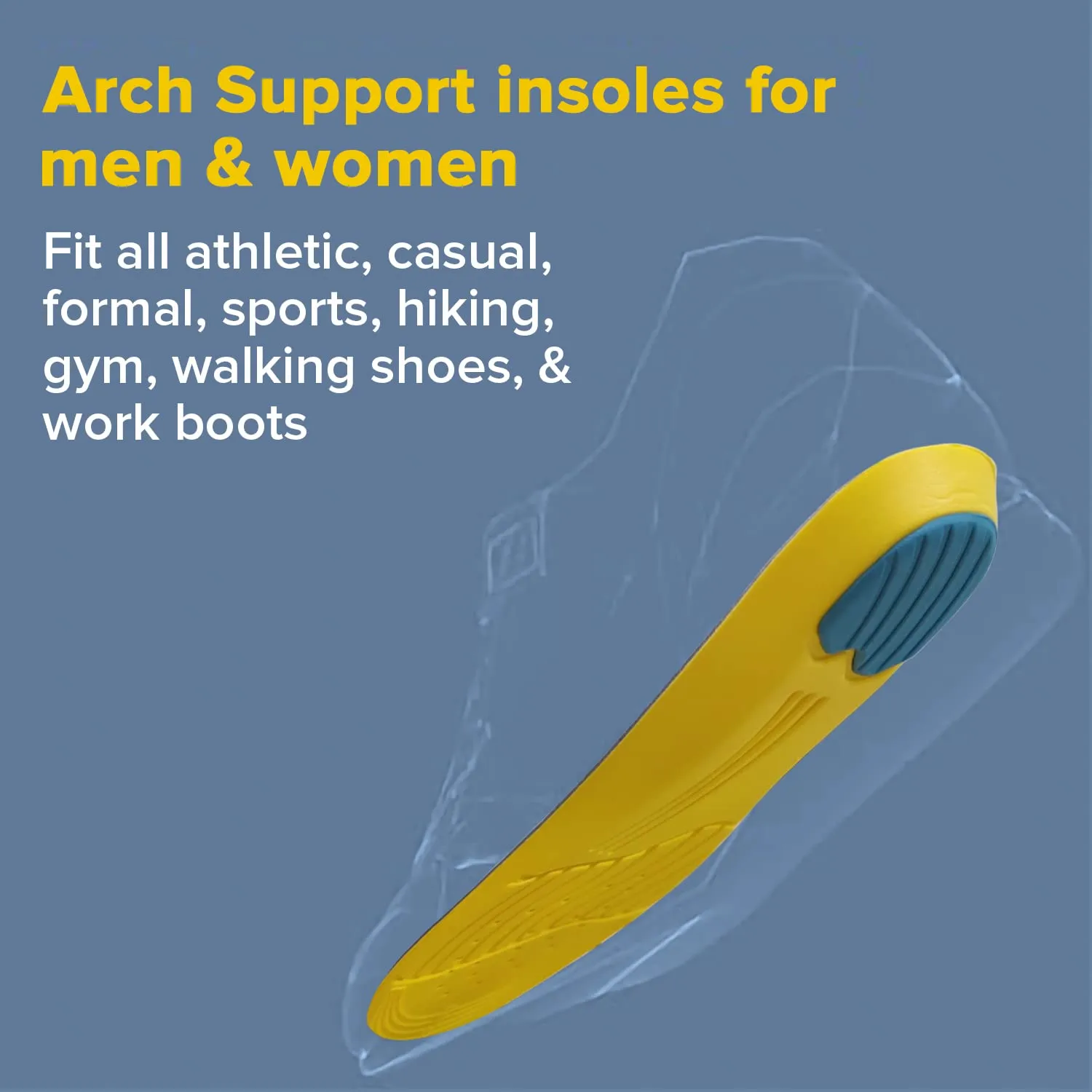 Dr Foot Gel Insoles Pair | For Walking, Running, Sports Shoes | All Day Comfort Shoe Inserts With Dual Gel Technology | Ideal Full-Length Sole For Every Shoe For Unisex- 1 Pair (Size - L) (Pack of 10)