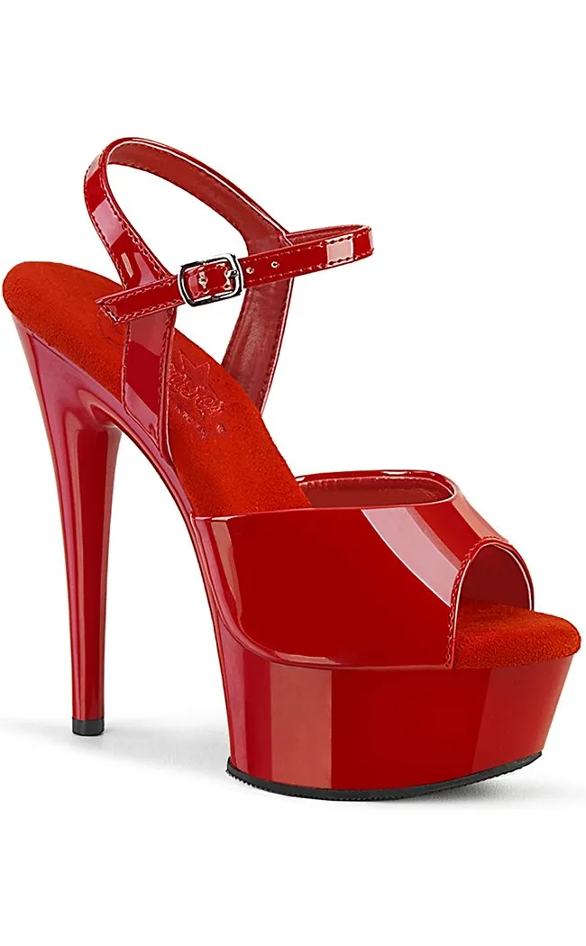 EXCITE-609 Red Patent Platform Heels