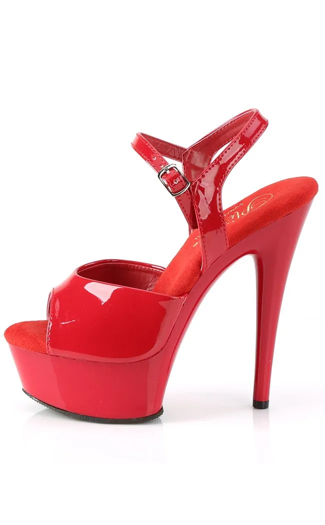 EXCITE-609 Red Patent Platform Heels