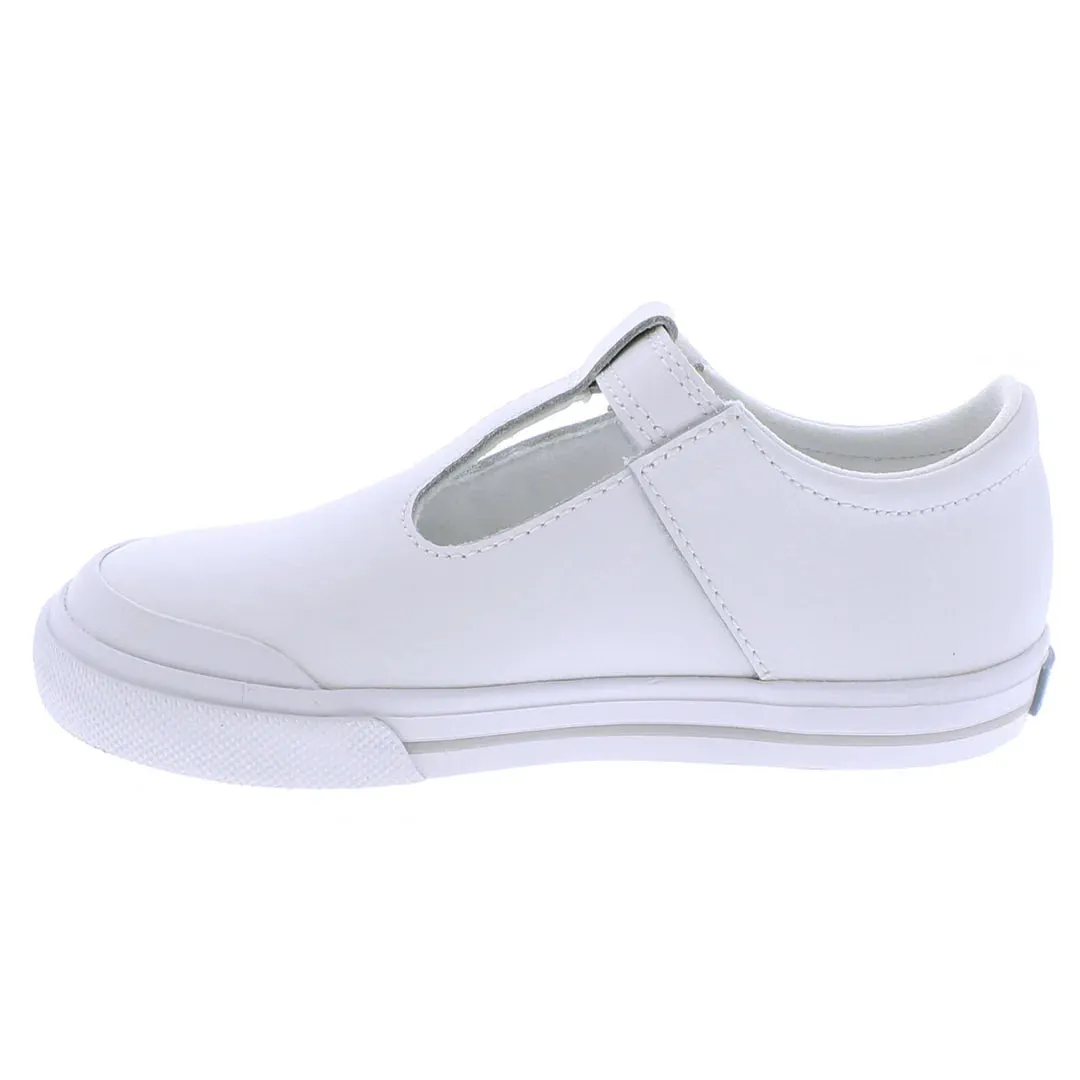 Footmates Drew - White Leather with Grey Stripe