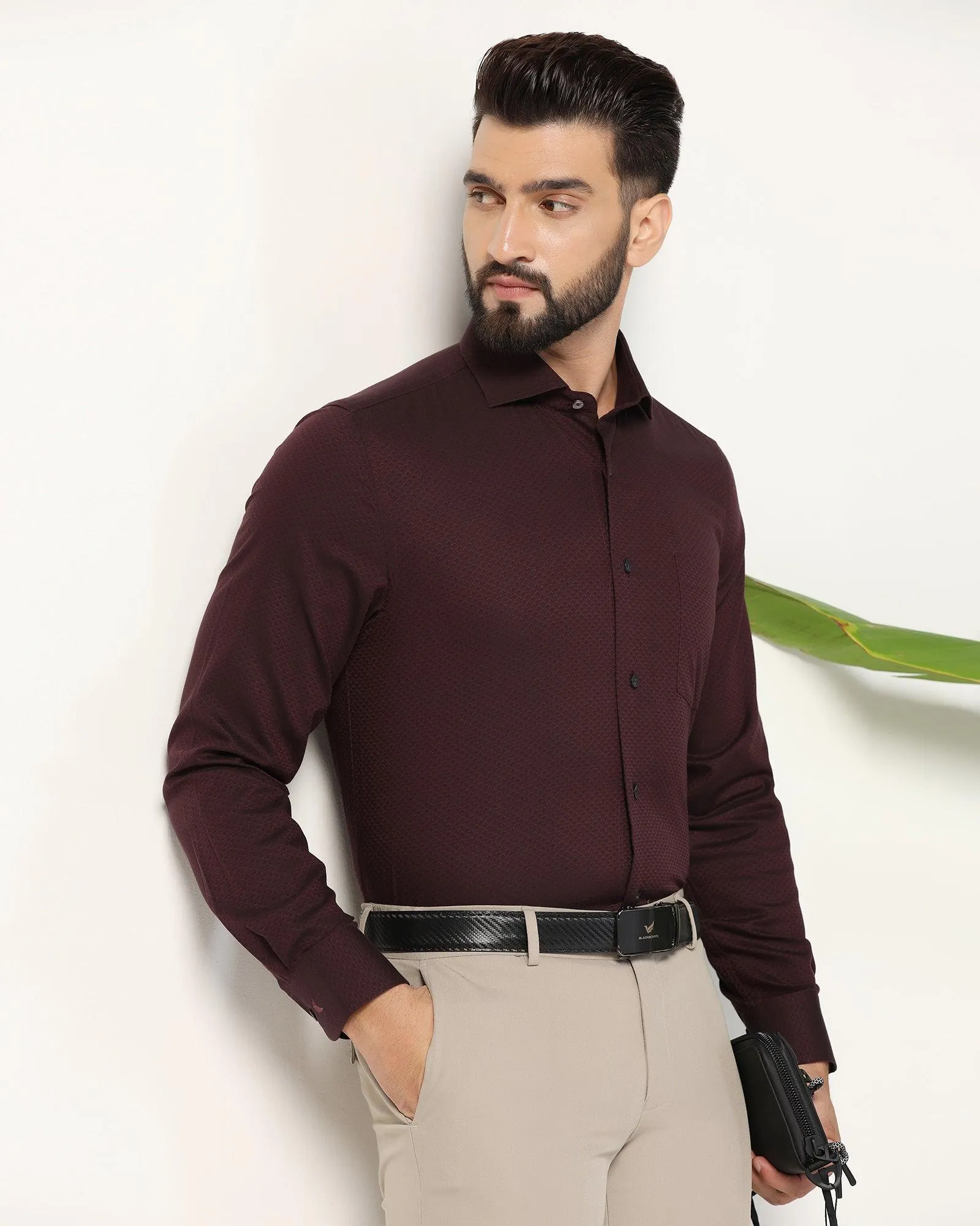 Formal Maroon Textured Shirt - Lucas