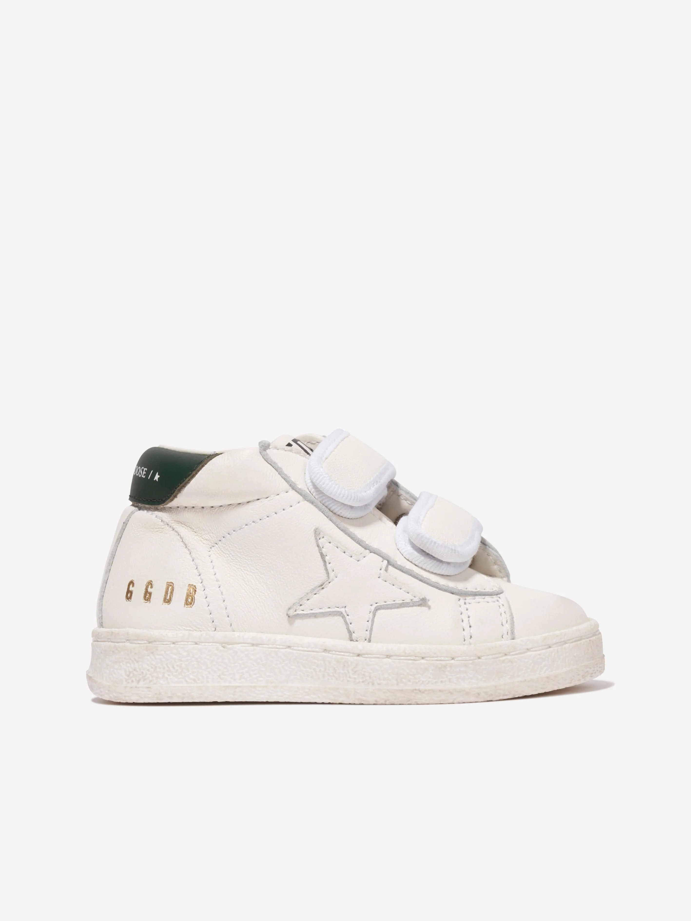 Golden Goose Kids June Leather Star Trainers in White