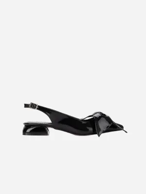 Lola Bow Vegan Flats | Black Patent