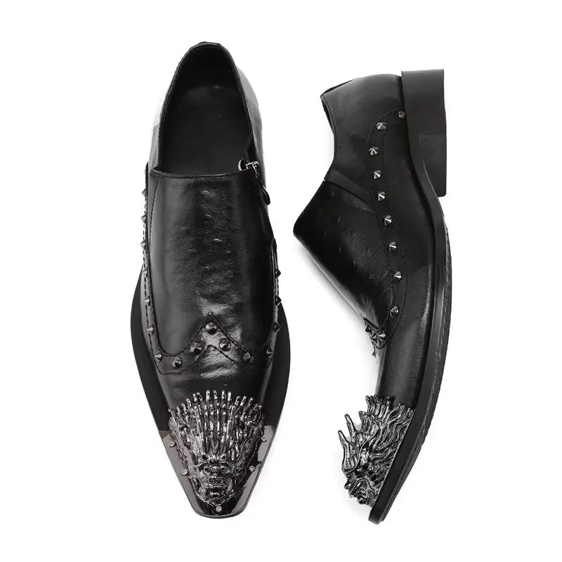 LuxeLeather Exotic-Embossed Slip-on Dress Shoes