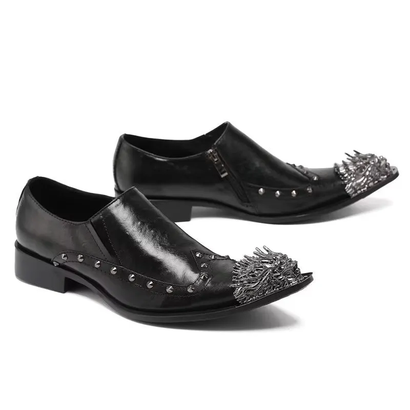 LuxeLeather Exotic-Embossed Slip-on Dress Shoes