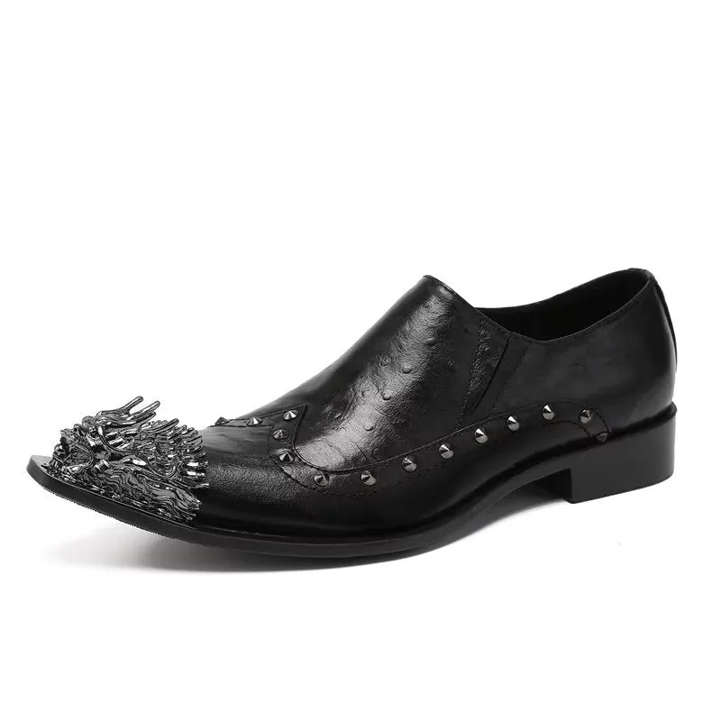 LuxeLeather Exotic-Embossed Slip-on Dress Shoes