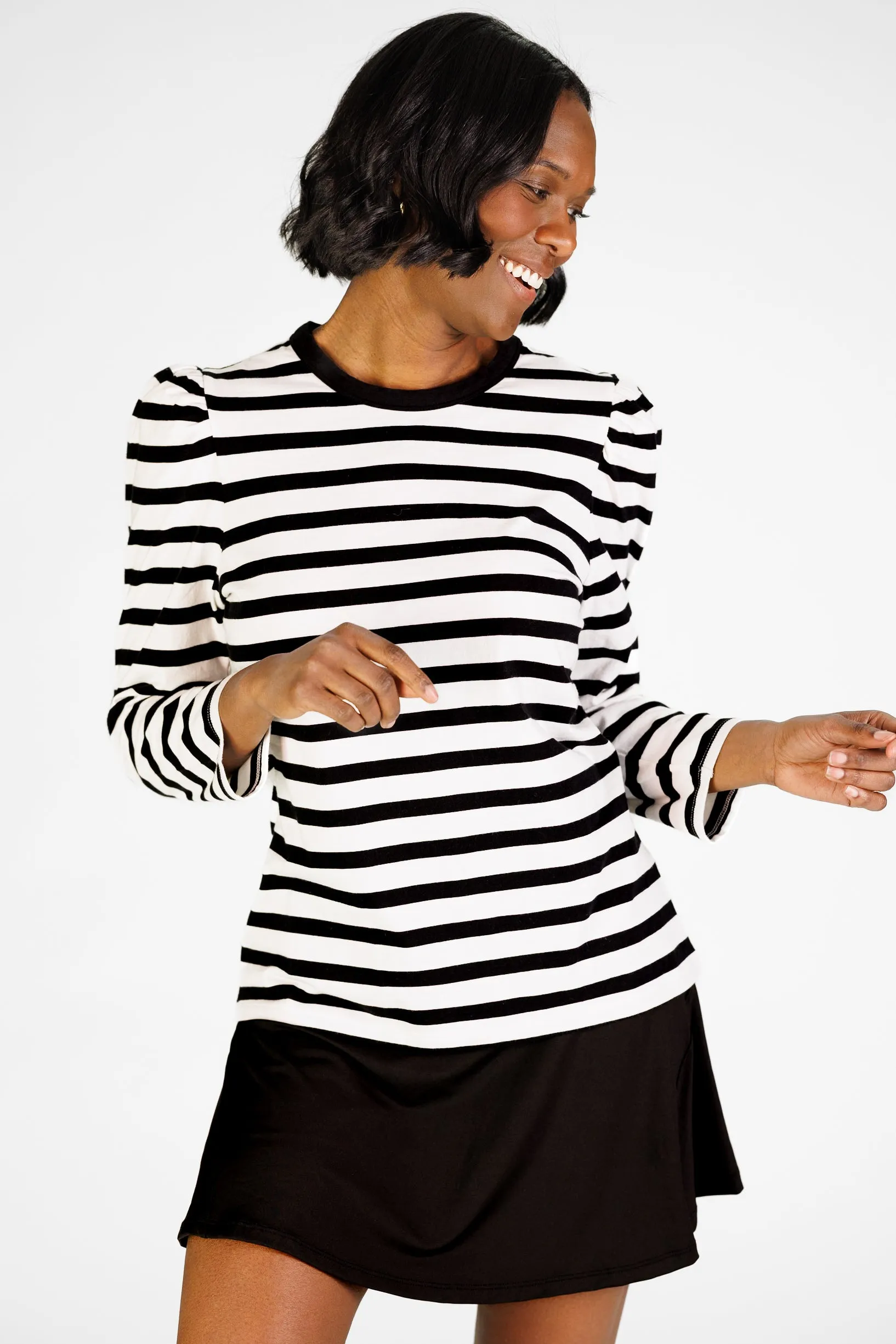 Lynn Top in Black and White Stripe