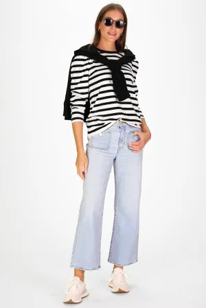 Lynn Top in Black and White Stripe