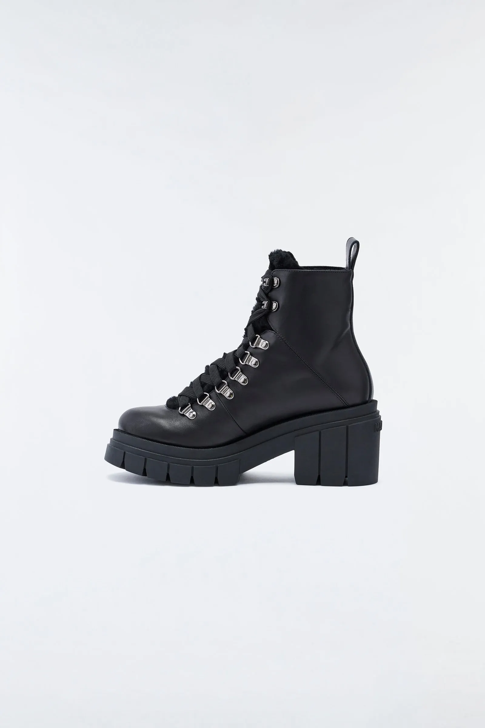 Mackage - Summit Shearling-Lined Leather Ankle Boot in Black