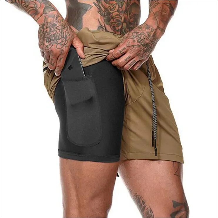 Mens 2 in 1 Fitness Running Shorts