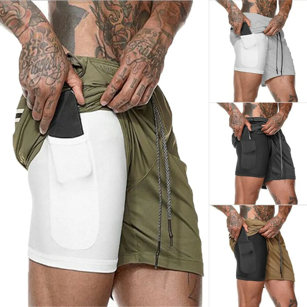 Mens 2 in 1 Fitness Running Shorts