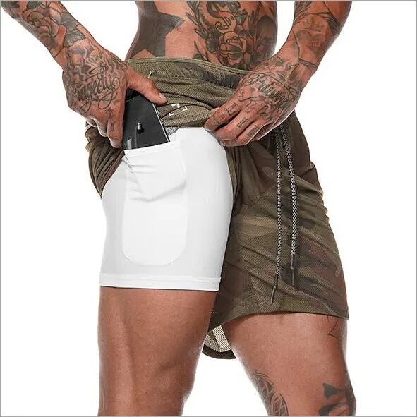 Mens 2 in 1 Fitness Running Shorts