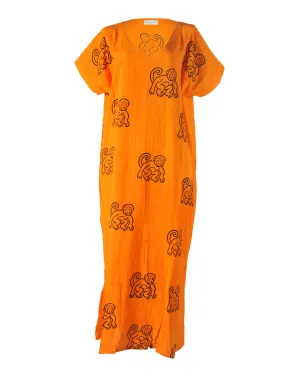 Midi Orange Monkey Kaftan