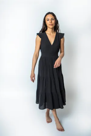 Milos Flutter Sleeve Midi Dress