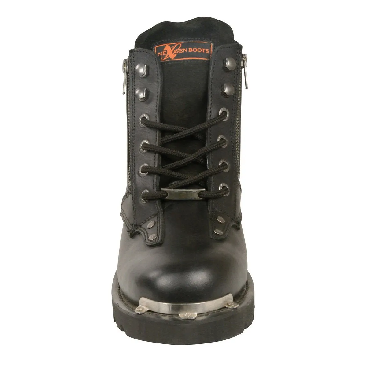 Milwaukee Leather MBM103 Men's Black Leather Lace-Up Motorcycle Boots w/ Dual Side Zipper Entry