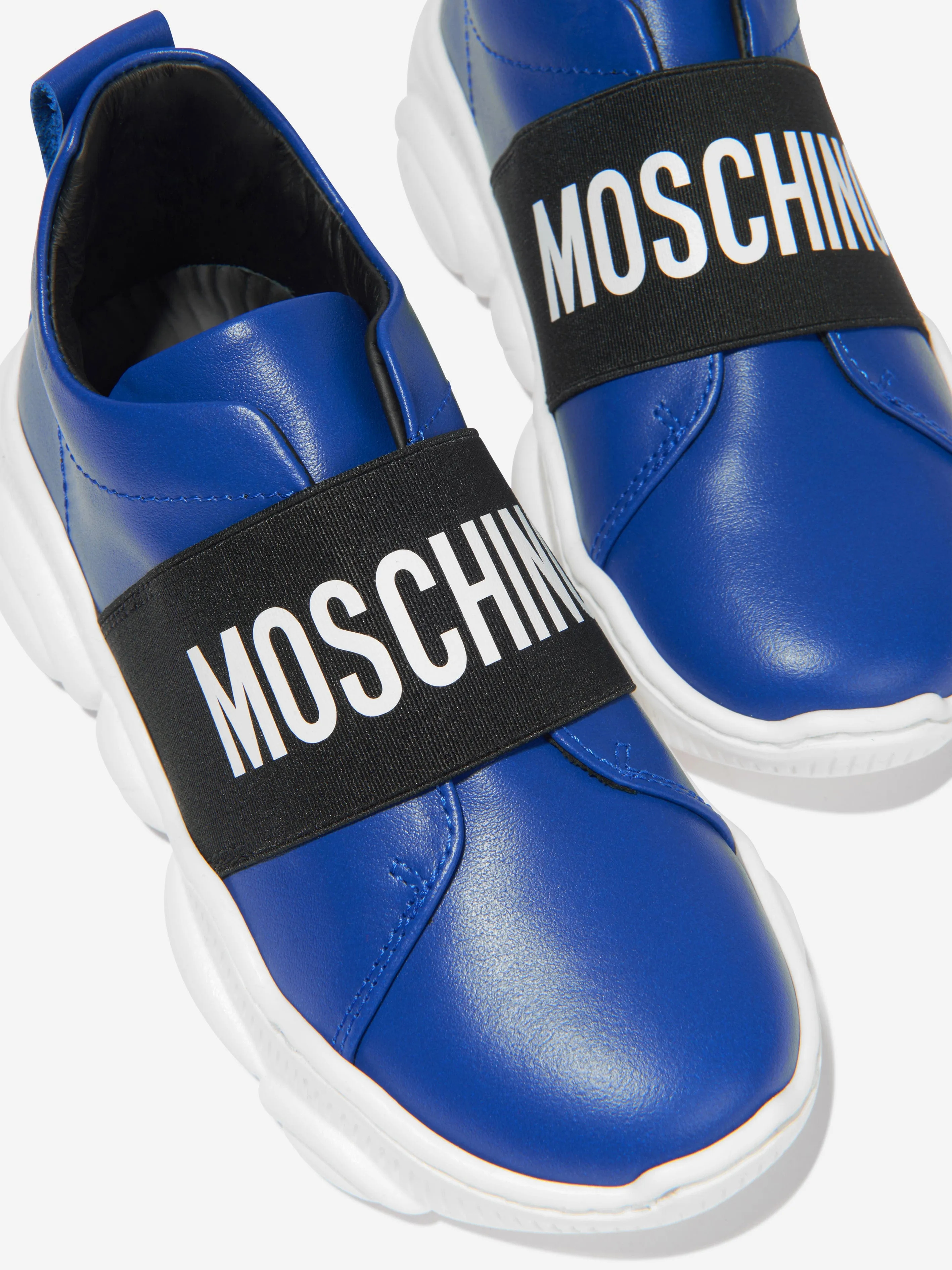 Moschino Unisex Leather Logo Slip On Trainers