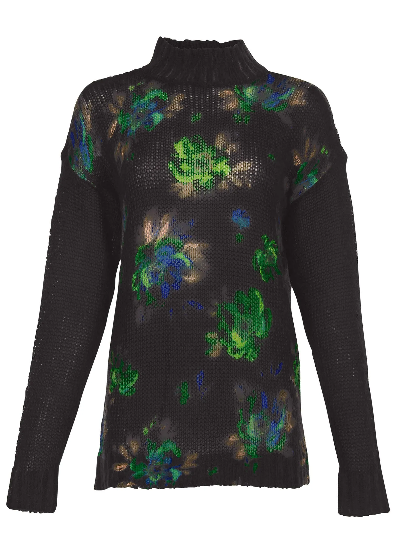 Printed Turtleneck Sweater - Midnight Garden