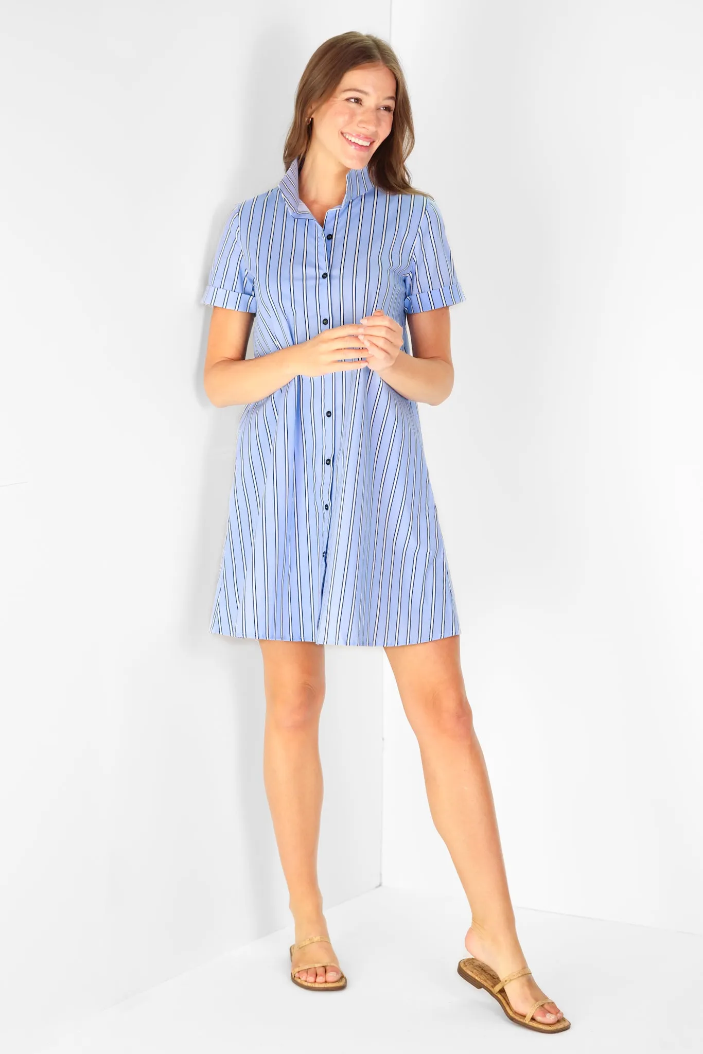 Quinnie Dress in Blue Stripe