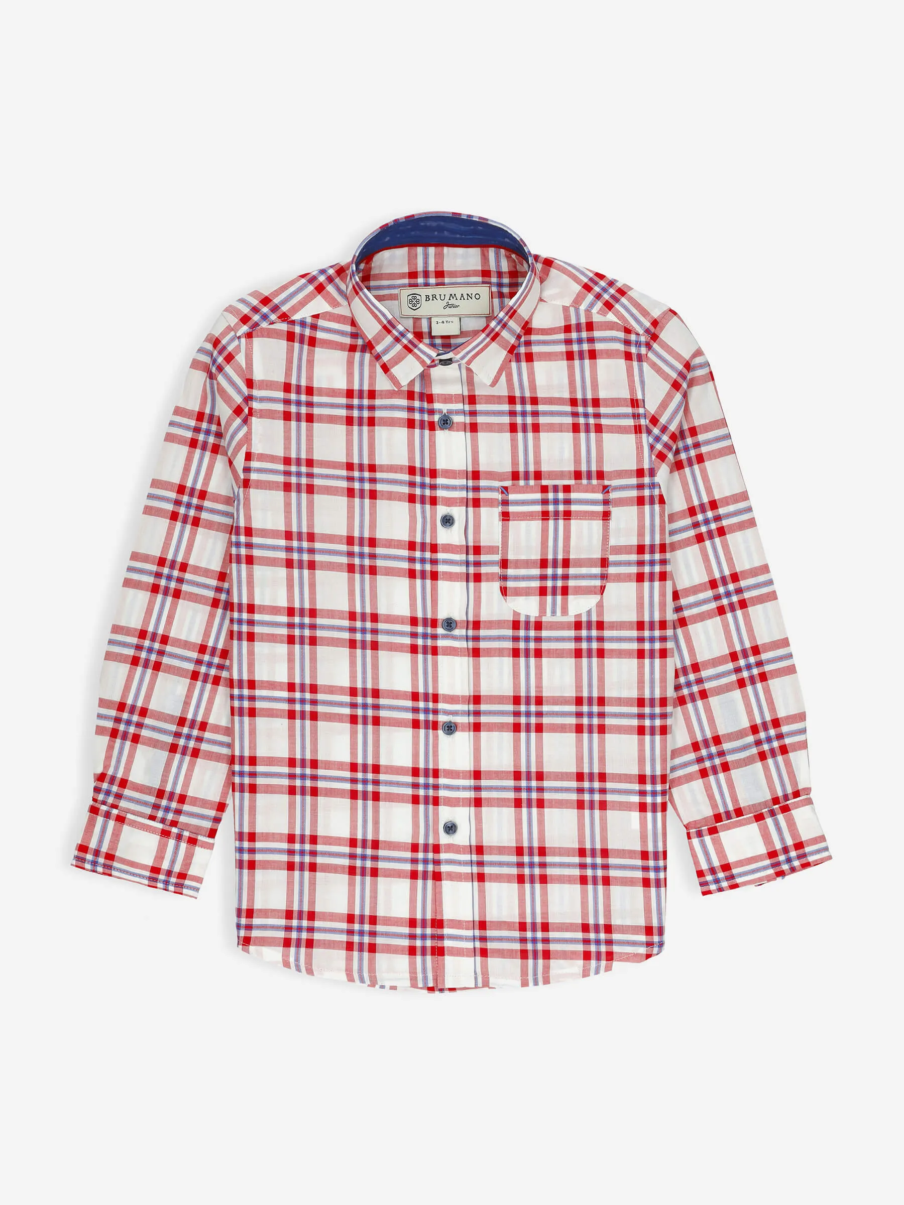 Red & White Checkered Long Sleeve Casual Shirt