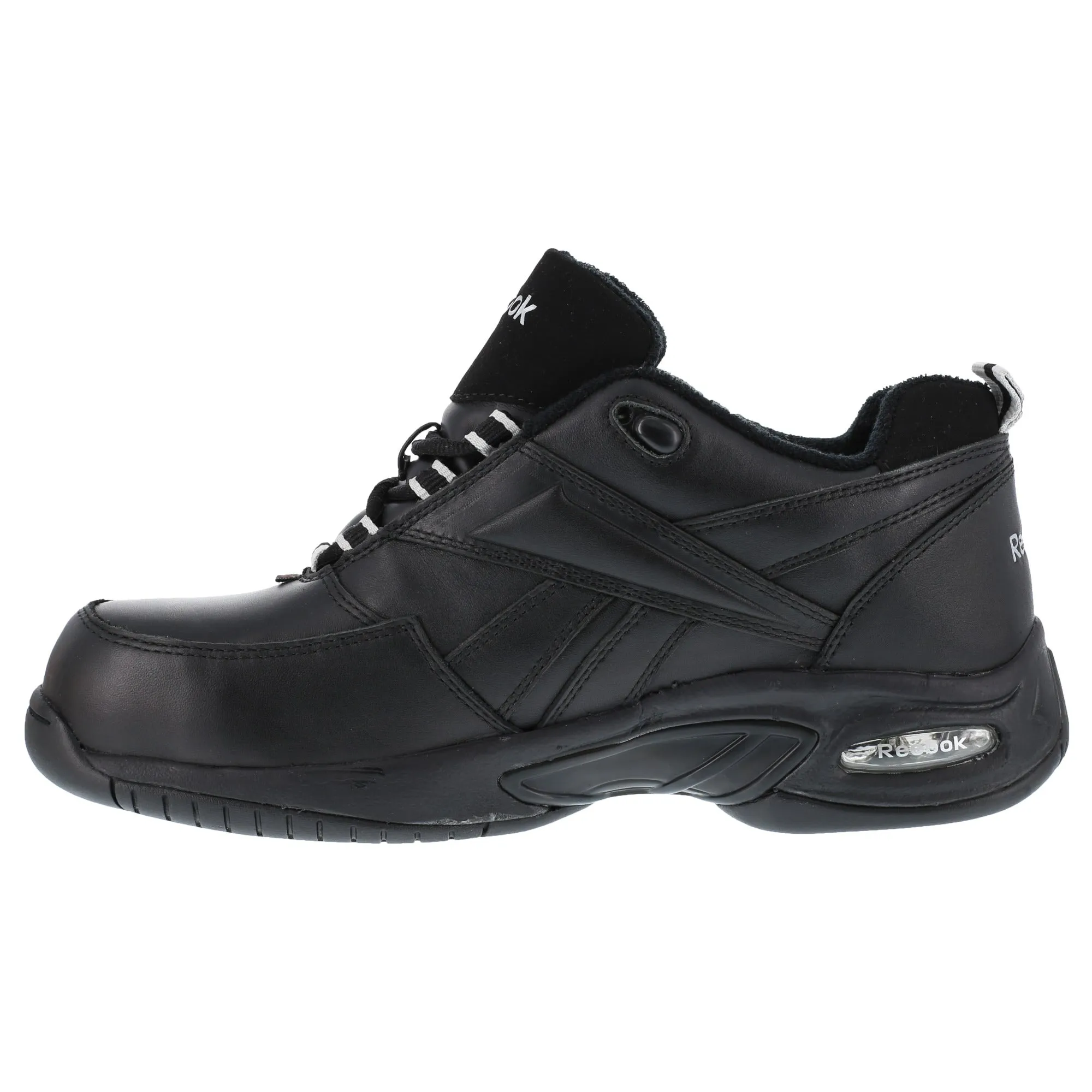 Reebok Womens Black Leather Athletic Oxford Tyak Composite Toe