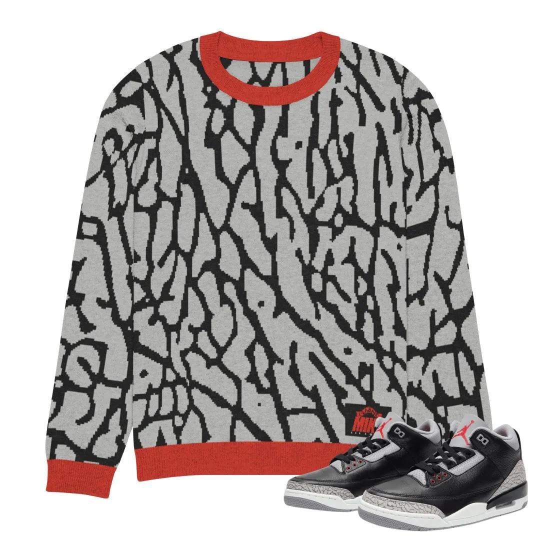 Retro 3 Black Cement Quality Knitted Crackle Sweater