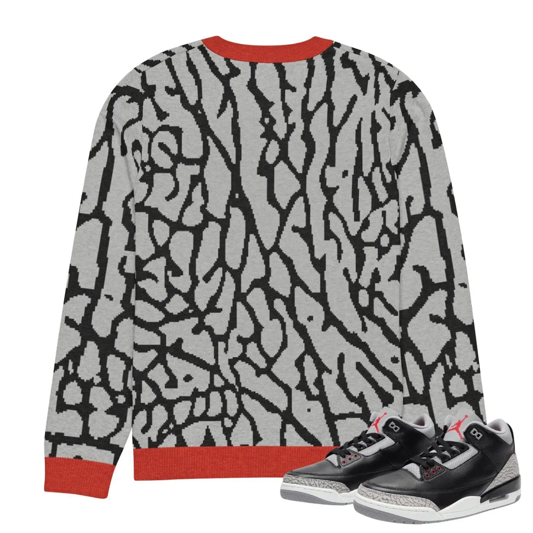 Retro 3 Black Cement Quality Knitted Crackle Sweater