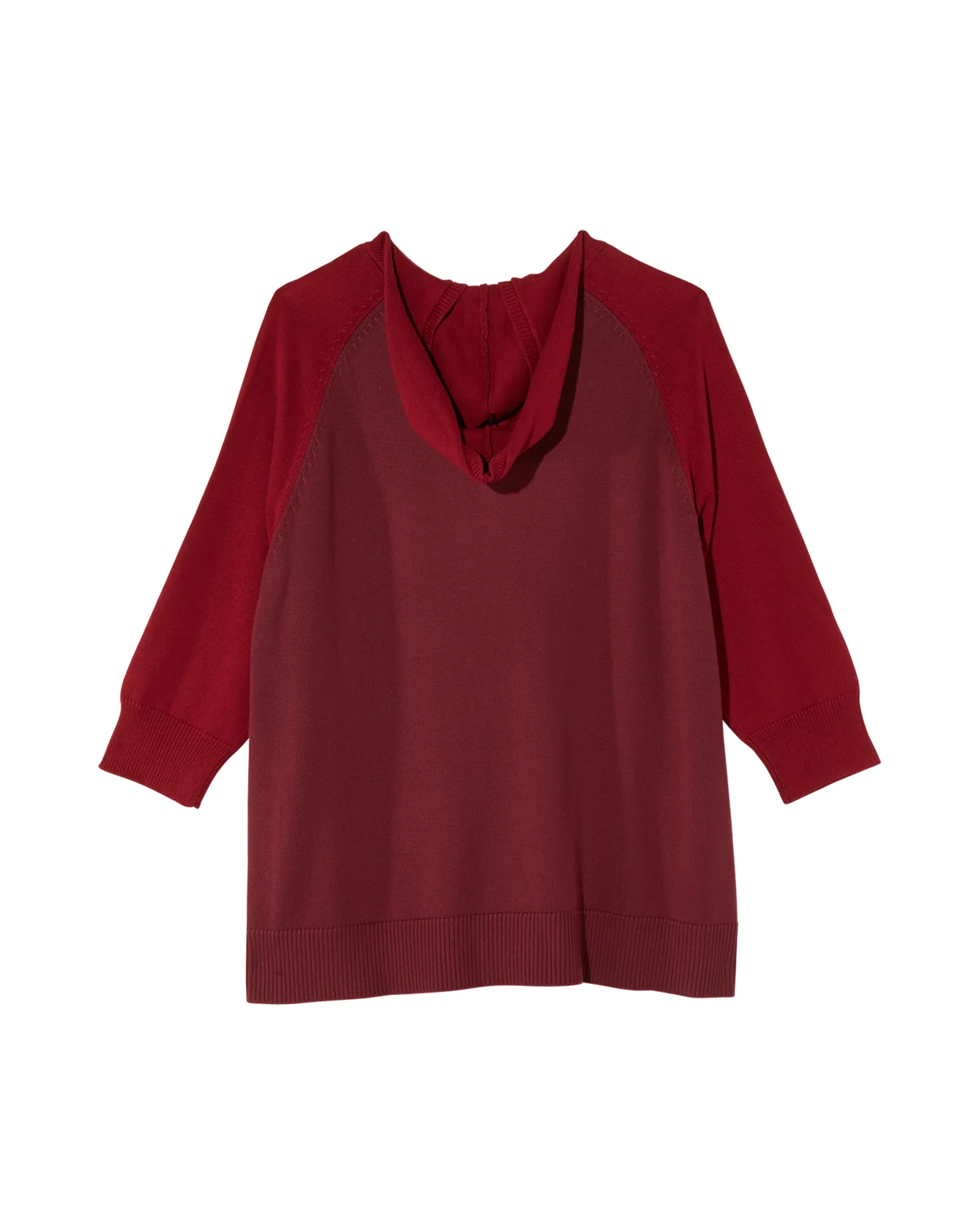 Reyes 3/4 Sleeve Lace Up Hooded Sweater | Burgundy