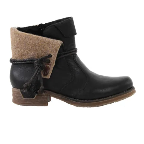 Rieker 79693-00 Ankle Boot (Women) - Schwarz/Schwarz/Wood/Mog