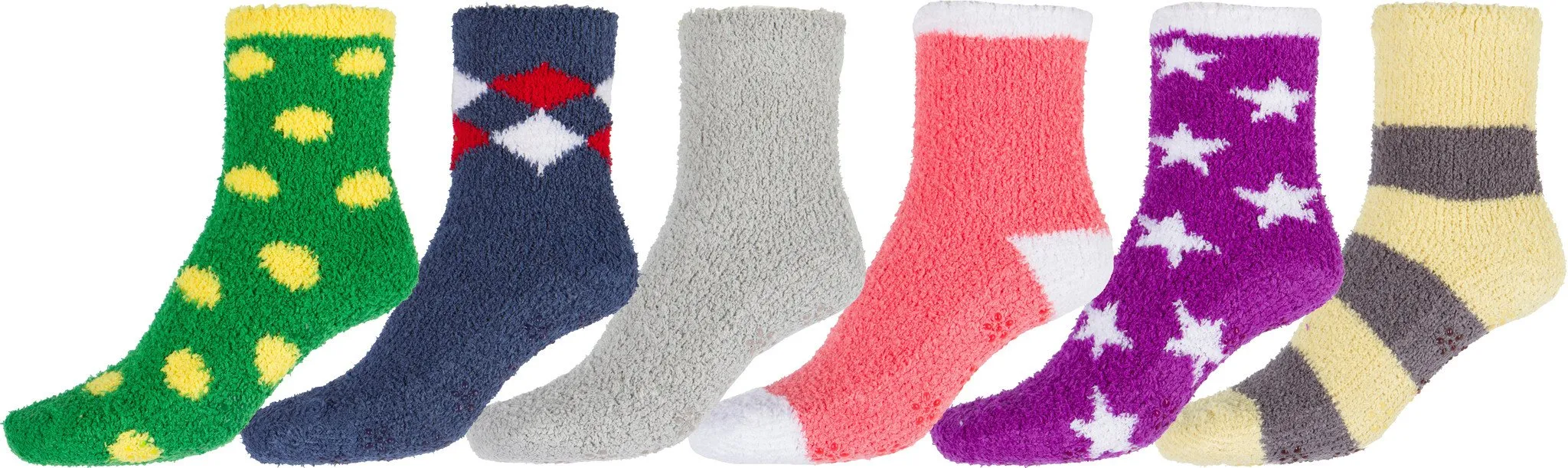 Sakkas Super Soft Anti-Slip Fuzzy Ankle Socks Value Assorted 6-Pack