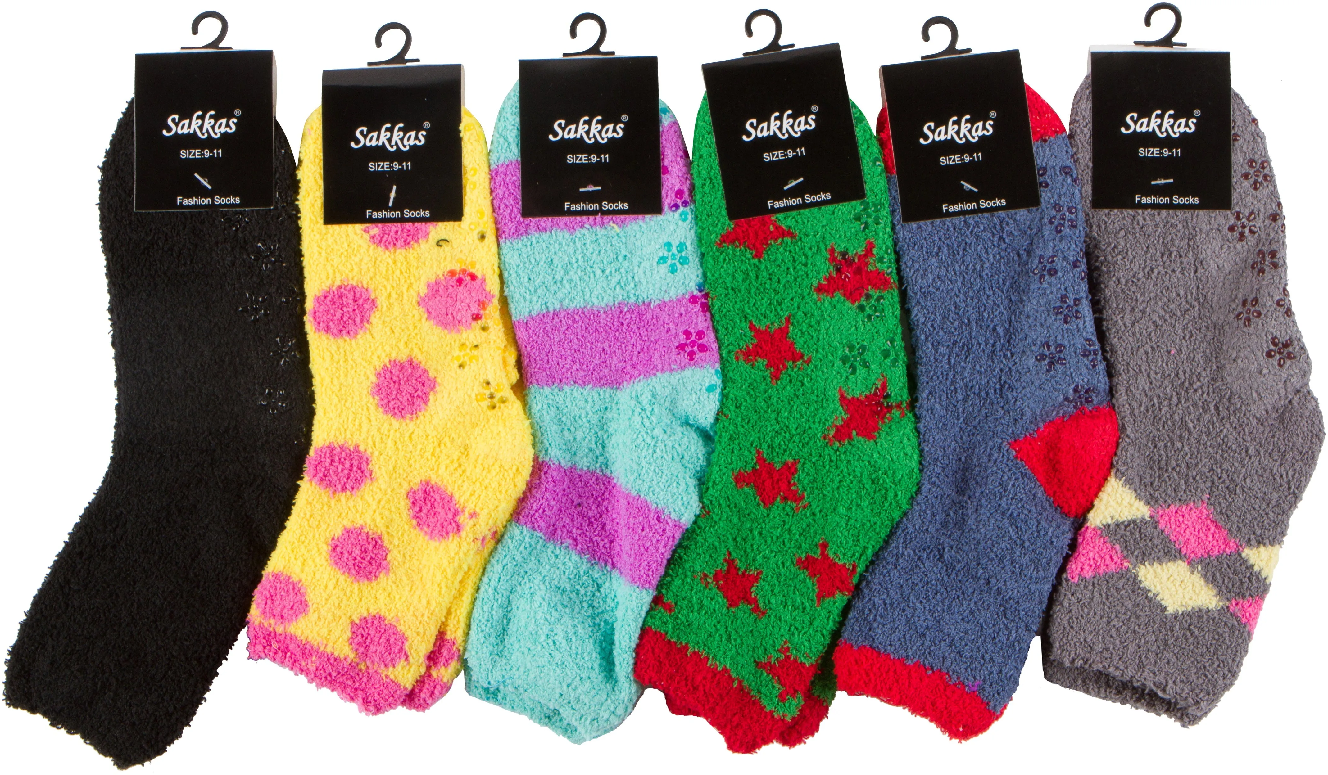 Sakkas Super Soft Anti-Slip Fuzzy Ankle Socks Value Assorted 6-Pack