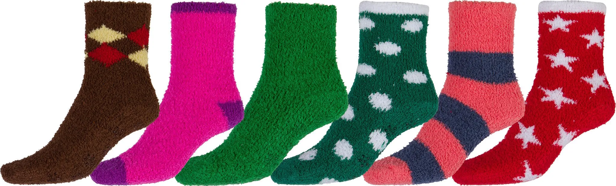 Sakkas Super Soft Anti-Slip Fuzzy Ankle Socks Value Assorted 6-Pack