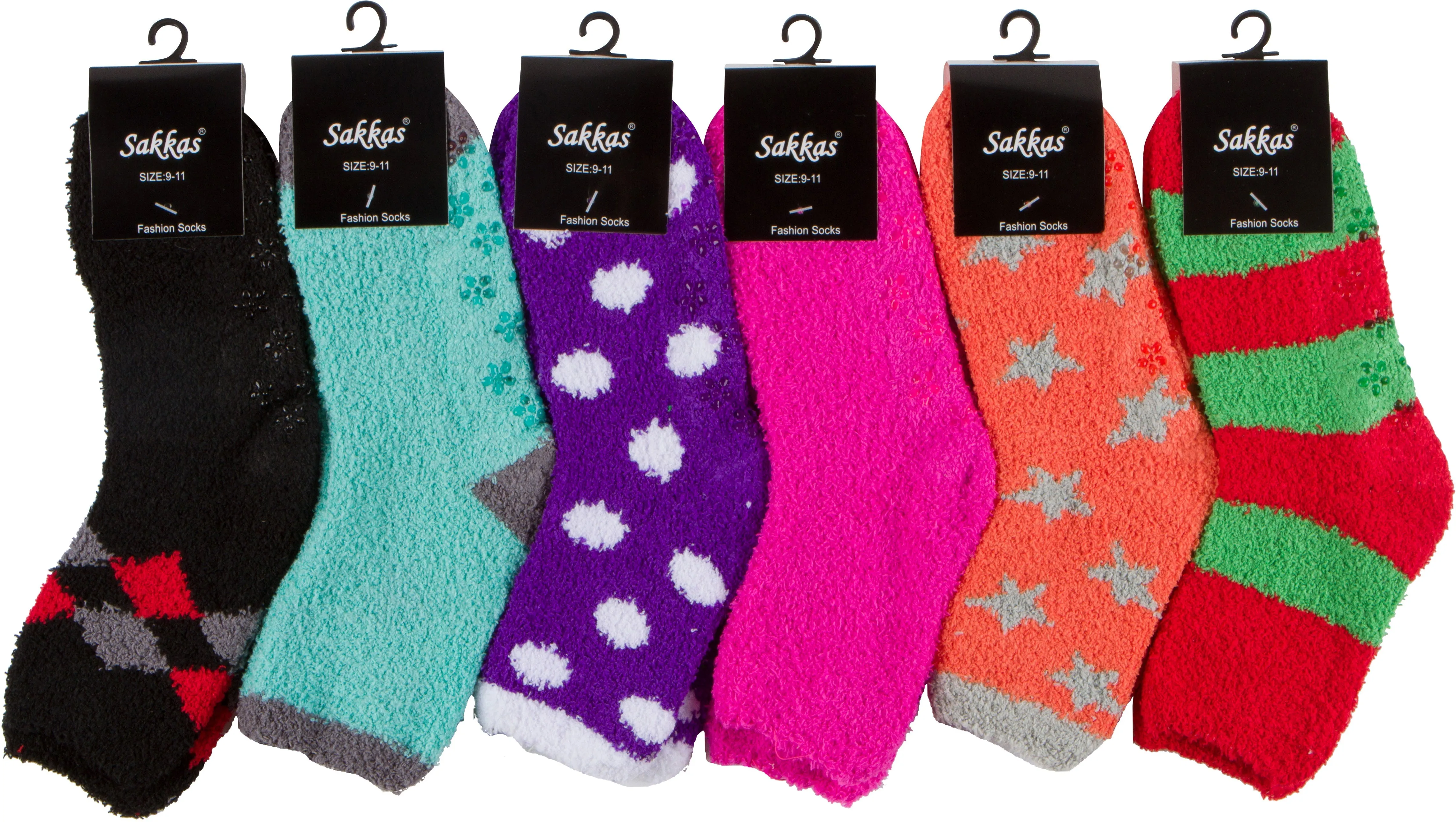 Sakkas Super Soft Anti-Slip Fuzzy Ankle Socks Value Assorted 6-Pack