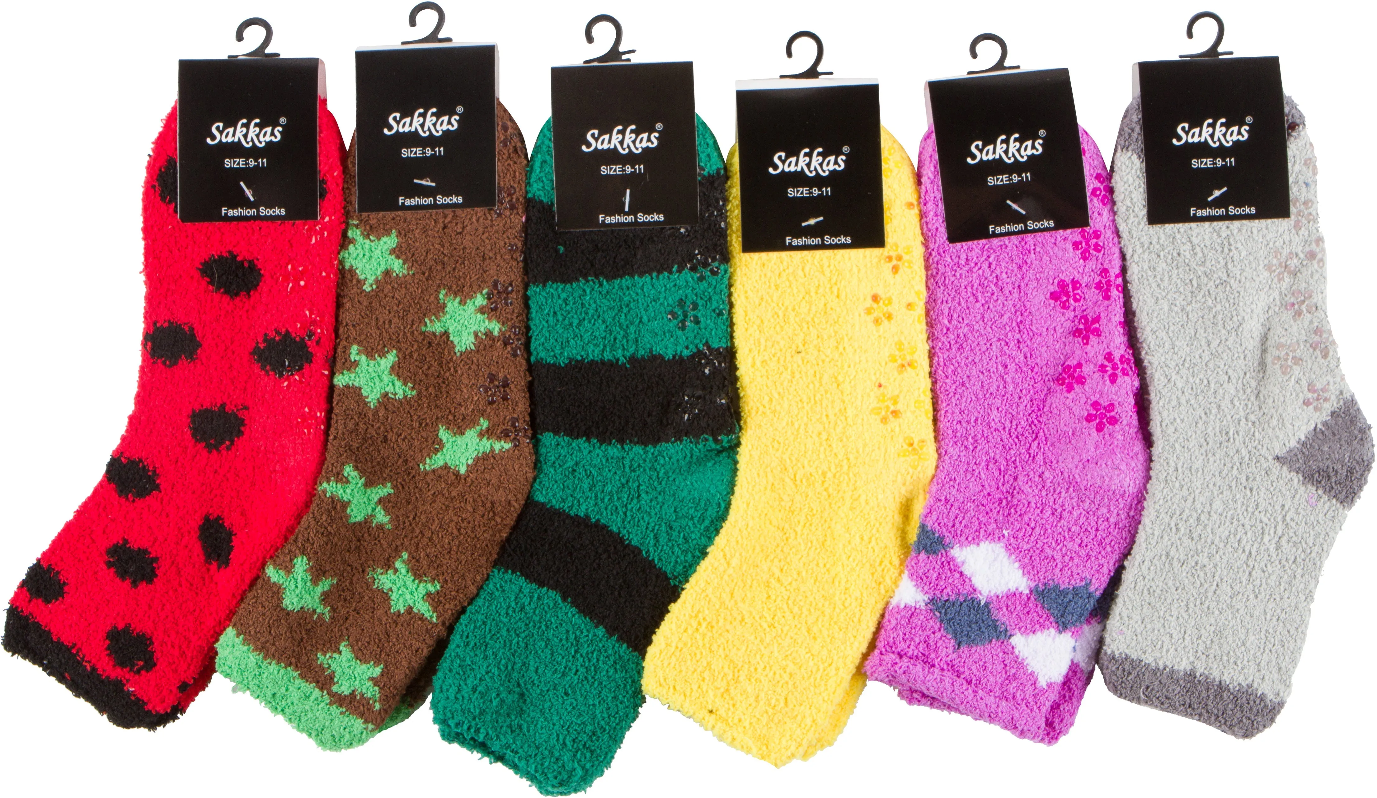 Sakkas Super Soft Anti-Slip Fuzzy Ankle Socks Value Assorted 6-Pack