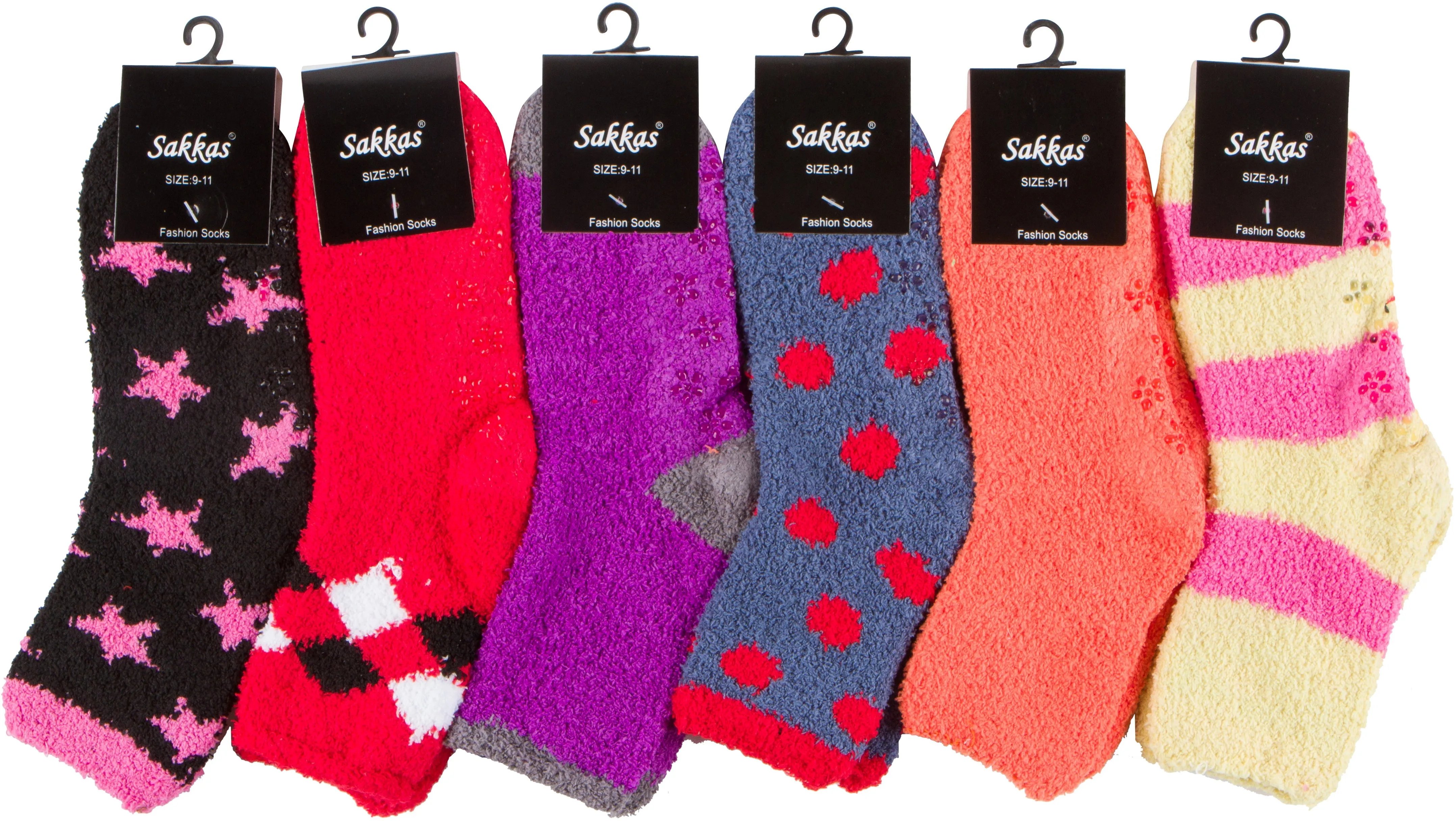 Sakkas Super Soft Anti-Slip Fuzzy Ankle Socks Value Assorted 6-Pack