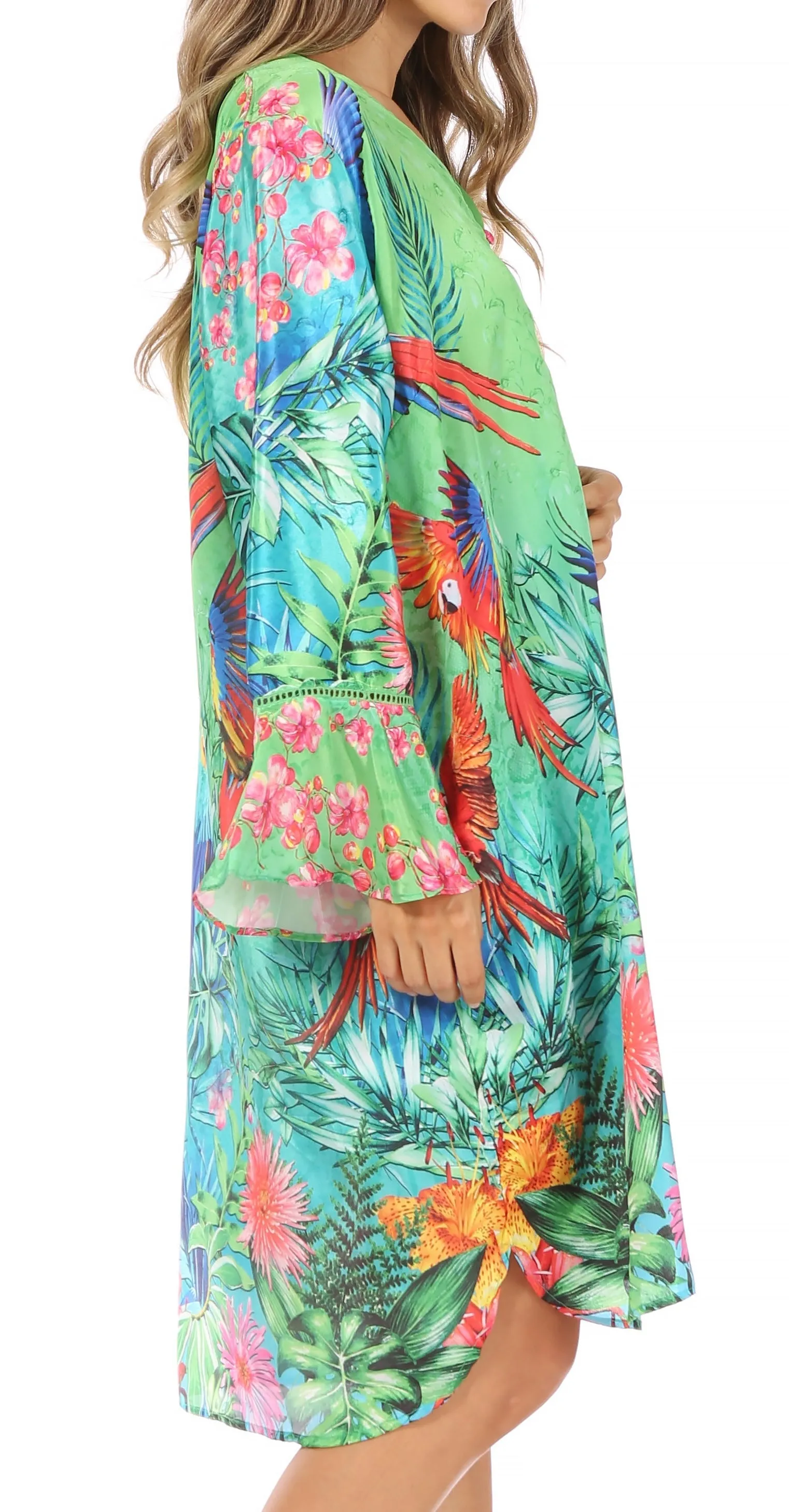 Sakkas Ximena Women's Floral Boho Cocktail Dress Tunic Cover-up V neck Summer