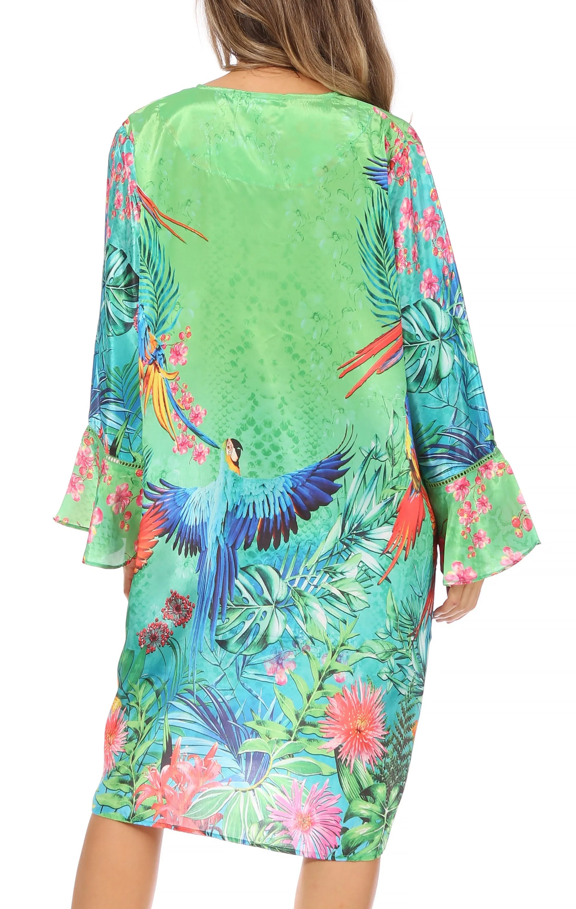 Sakkas Ximena Women's Floral Boho Cocktail Dress Tunic Cover-up V neck Summer