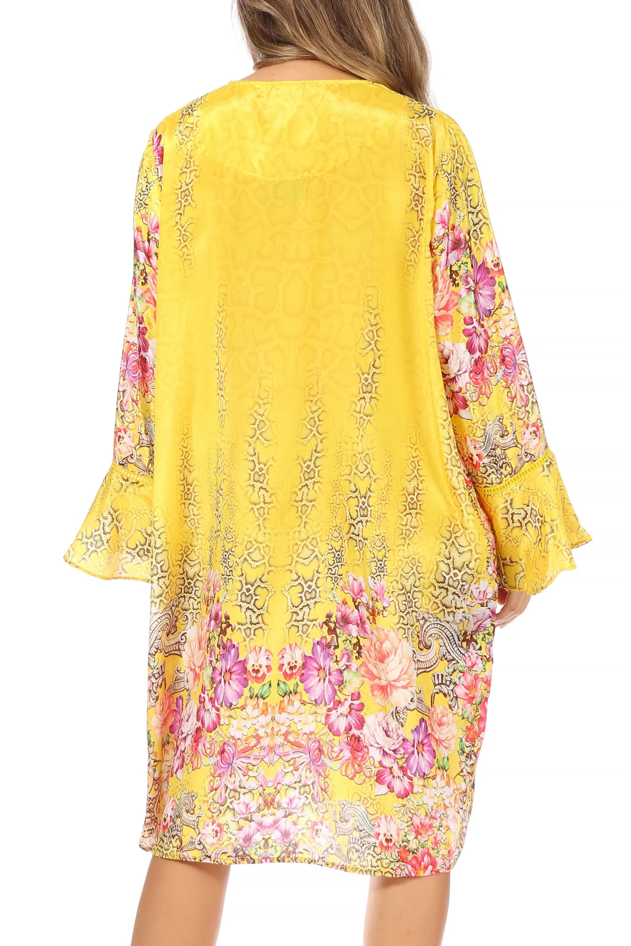 Sakkas Ximena Women's Floral Boho Cocktail Dress Tunic Cover-up V neck Summer