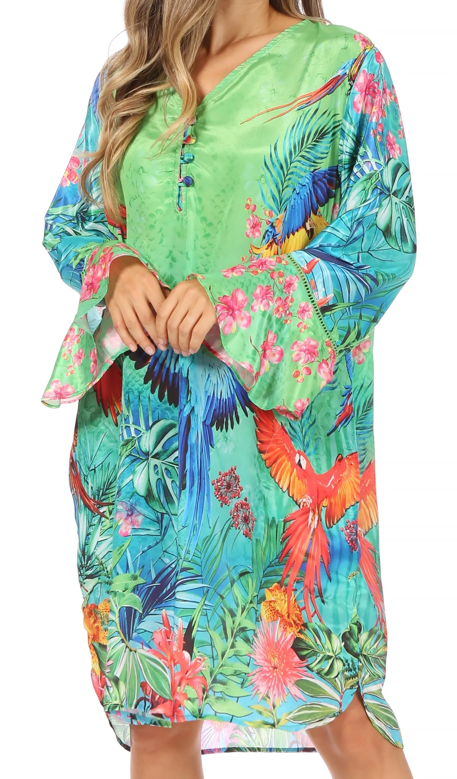 Sakkas Ximena Women's Floral Boho Cocktail Dress Tunic Cover-up V neck Summer