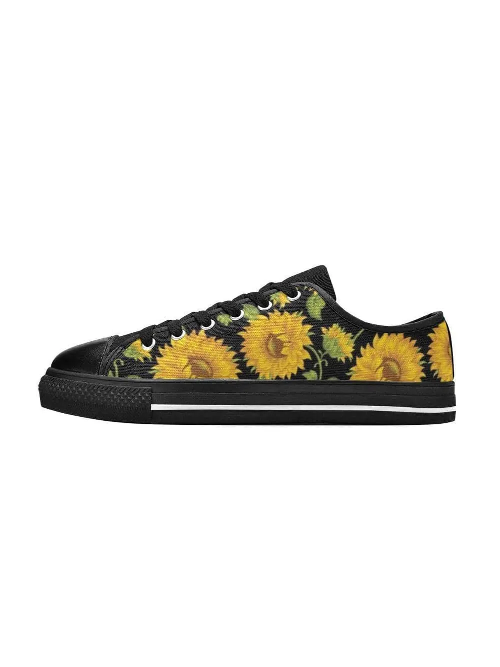 SUNFLOWERS BLACK Retro Style Sneakers