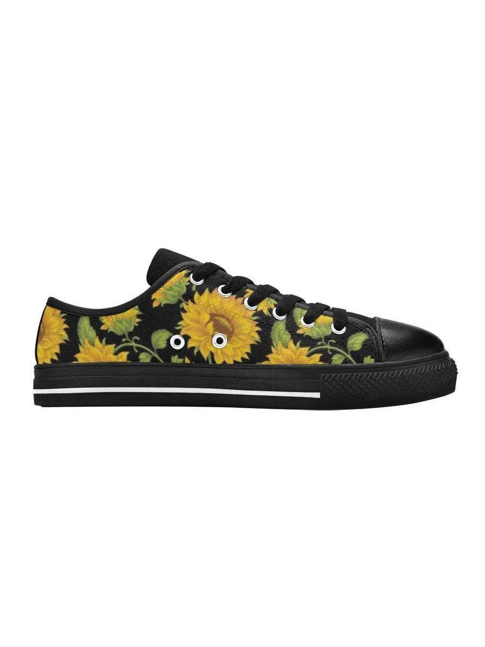 SUNFLOWERS BLACK Retro Style Sneakers