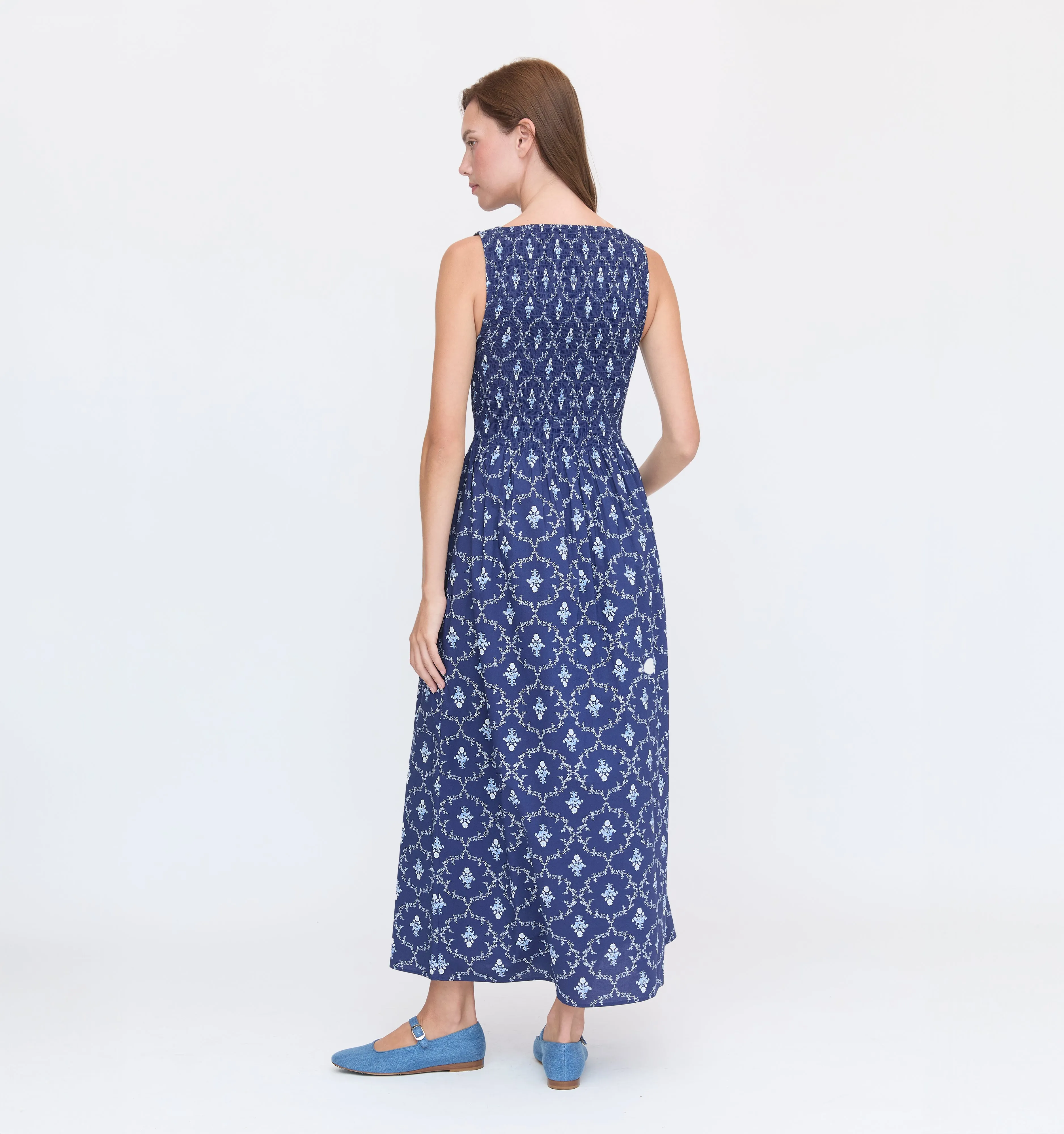 The Cosima Nap Dress - Navy Trellis